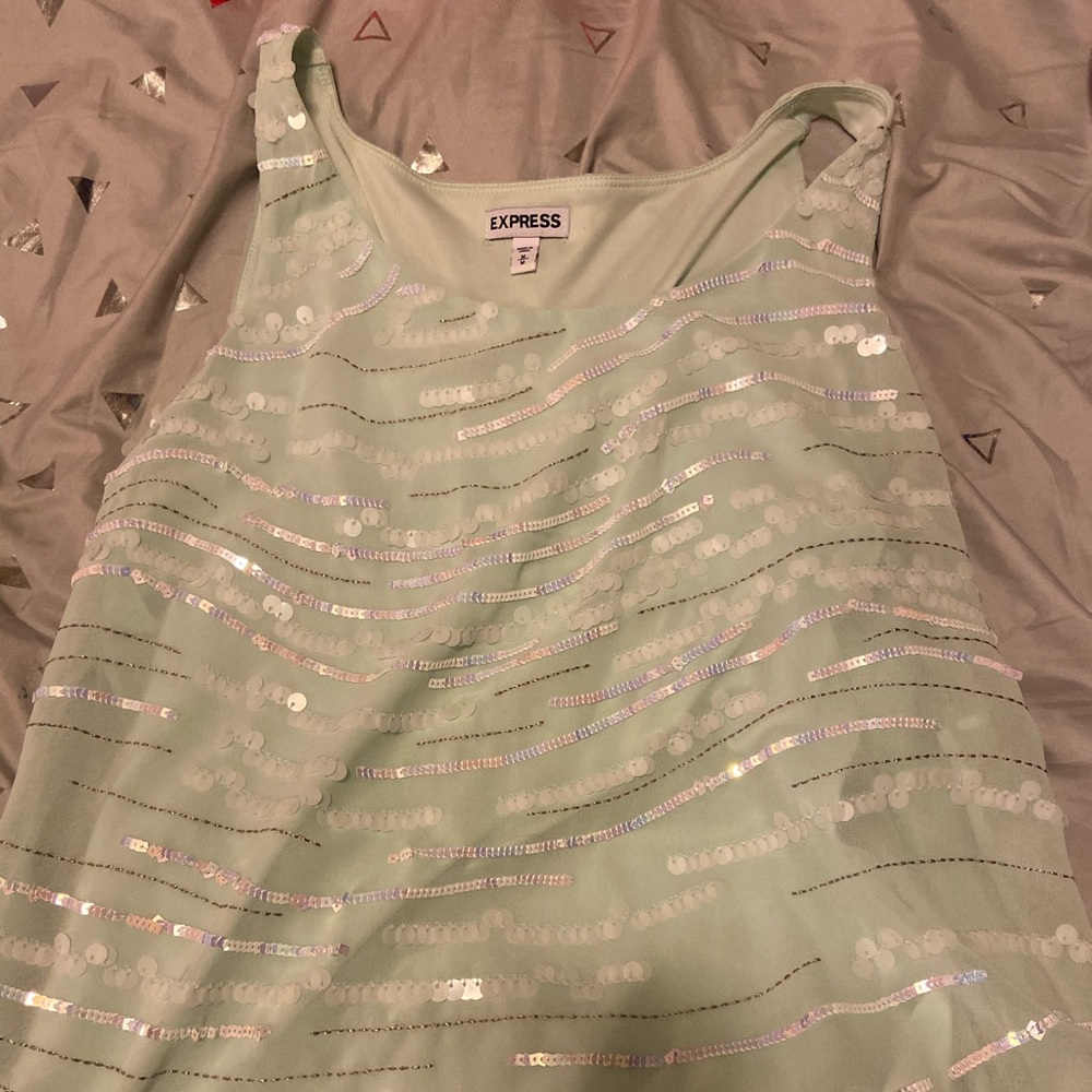 Mint green sequined top